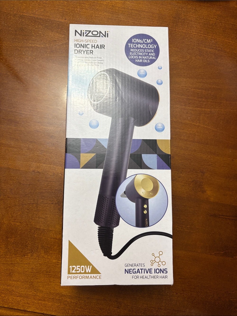 Black Ionic Hair Dryer - High-Speed 1250W